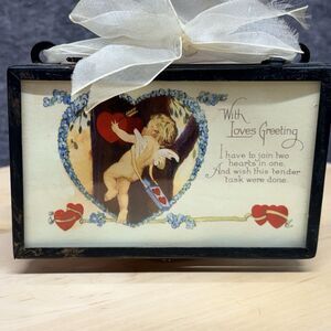 2 Vintage metal and glass valentine love letters box by Decorative Concepts